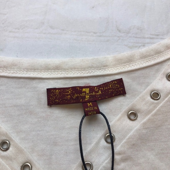 7 for all Mankind bell sleeve cream long sleeve tee M NWT embellished Host Pick! - Picture 7 of 11